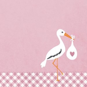 Lunch Napkin - Love Stork pink