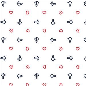 Lunch Napkin - Anchor Heart WHITE