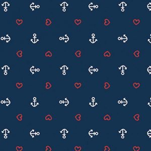 Lunch Napkin - Anchor Heart BLUE