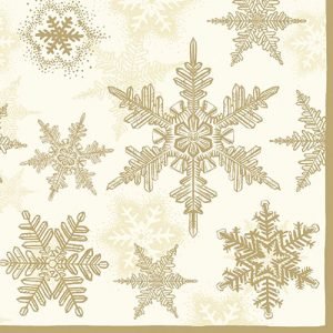 Lunch Napkin - Snow Crystals GOLD