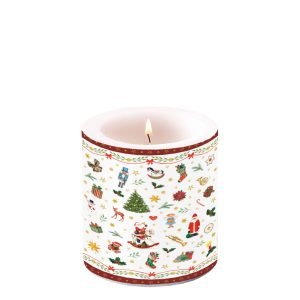 Candle SMALL - Ornaments All Over RED
