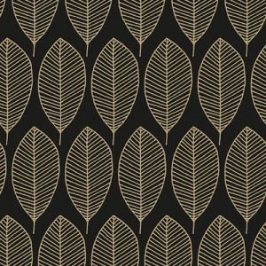 Lunch Napkin - Oval Leaves BLACK/GOLD
