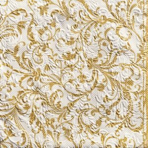 Lunch Napkin - Elegance Damask WHITE/GOLD