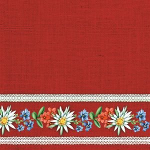 Cocktail Napkin - Bavarian Flowers RED