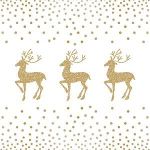 Lunch Napkin - Deer And Dots WHITE/GOLD