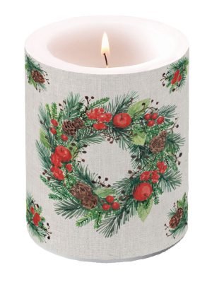 Candle LARGE - Wreath on Linen