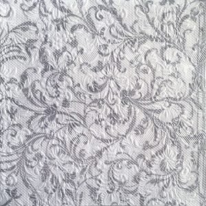 Lunch Napkin - Elegance Damask WHITE/SILVER