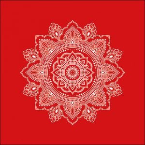 Lunch Napkin - Mandala White/Red