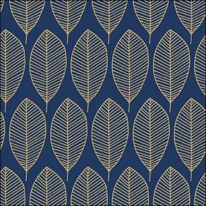 Lunch Napkin - Oval Leaves Royal Blue/Gold