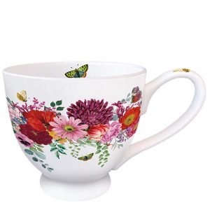 MUG - Flower Border WHITE (450 mL)