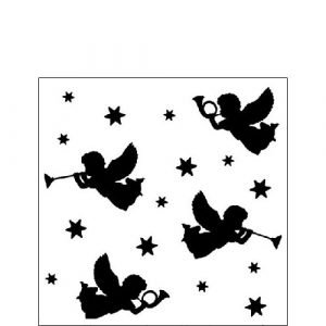 Cocktail Napkin - Trumpet Angels Black