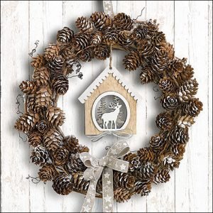 Lunch Napkin - Pine Cone Wreath