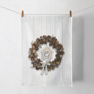 Kitchen Towel - Pine Cone Wreath