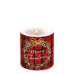 Candle SMALL - Christmas Plaid RED
