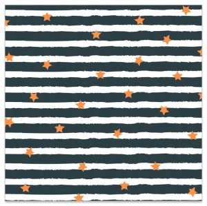 Lunch Napkin - Stripes with Gold Stars BLACK