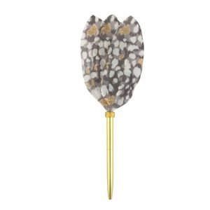 Writing Instrument (FEATHER PEN) - Black-Grey with Gold Glitter (Petal Style Feather)