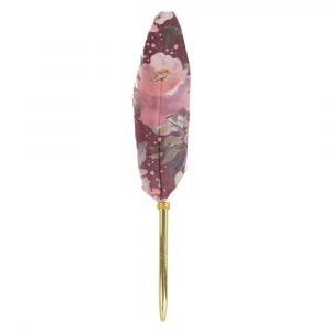 Writing Instrument (FEATHER PEN) - Spring Flowers on Wine (Single Feather)