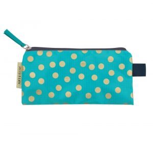 Pencil Bag - Gold Dots AQUA