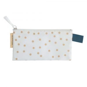 Pencil Bag - Gold Dots WHITE