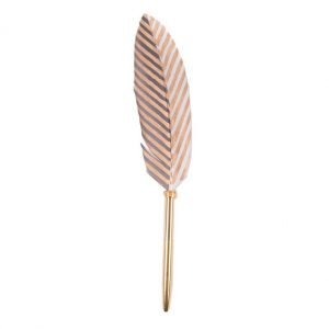 Writing Instrument (FEATHER PEN) - Gold Chevron on Black/White (Single Feather)