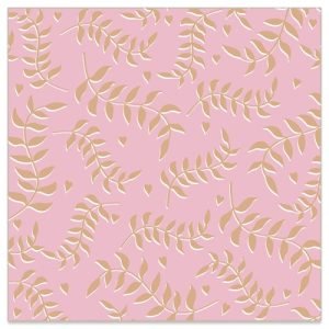 Lunch Napkin - GOLD Leaves Pattern on PINK