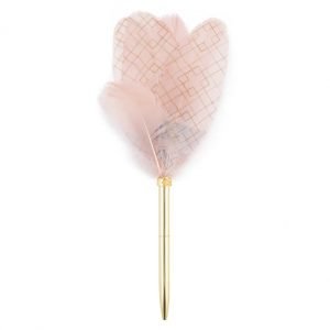 Writing Instrument (FEATHER PEN) - Modern Pattern on Pink (Petal Style Feather)