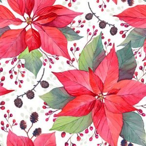 Cocktail Napkin - Poinsettia And Berries