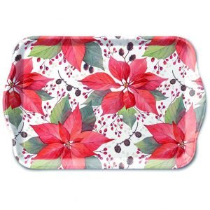 TRAY - Poinsettia And Berries (13 x 21cm)