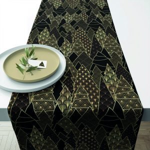 TABLE RUNNER (Cotton) - Luxury Trees BLACK