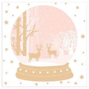 Lunch Napkin - Winterscene Snowglobe PINK