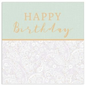 Lunch Napkin - Happy Birthday Floral Pattern GREEN