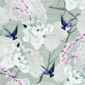 Cocktail Napkin - Oriental Flowers Grey