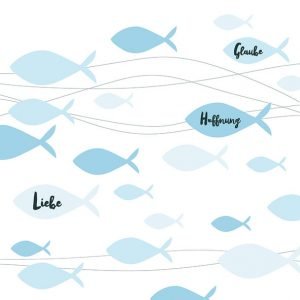 Lunch Napkin - Communion Fishes Blue