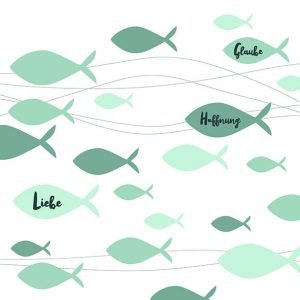 Lunch Napkin - Communion Fishes Green