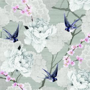 Lunch Napkin - Oriental Flowers Grey
