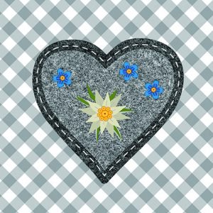 Cocktail Napkin - Edelweiss Heart Grey