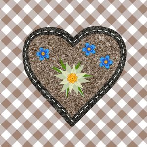 Lunch Napkin - Edelweiss Heart Brown