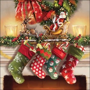 Lunch Napkin - Hanging stockings