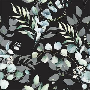 Lunch Napkin - Eucalyptus all over black