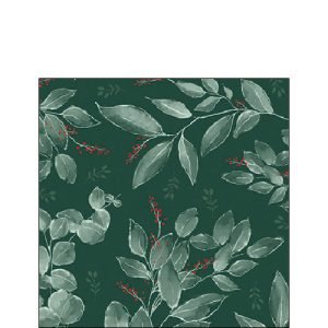 Cocktail Napkin - Leaves and berries green