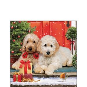 Cocktail Napkin - Dogs at the door