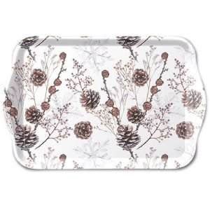 TRAY - Pine cones white (13 x 21cm)