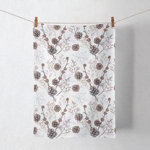 Kitchen Towel - Pine cones white
