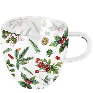 MUG (Double Wall) - Winter greenery white (200 mL)