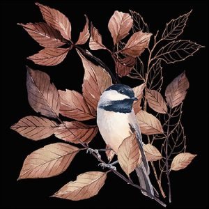 Lunch Napkin - Lovely chickadee black