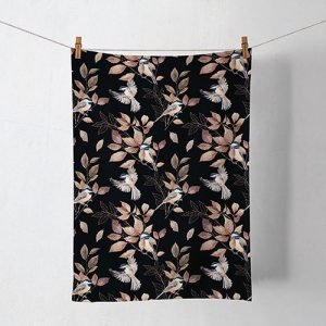 Kitchen Towel - Lovely chickadee black