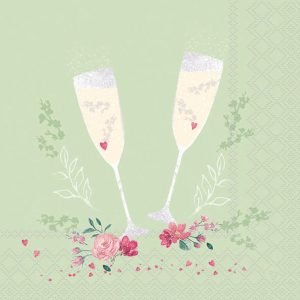 Lunch Napkin - Champagne Glasses GREEN
