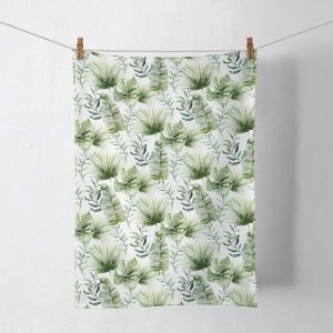 Kitchen Towel - Jungle Leaves WHITE