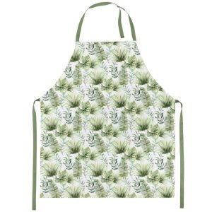 Kitchen Apron - Jungle Leaves WHITE