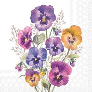 Cocktail Napkin - Pansies